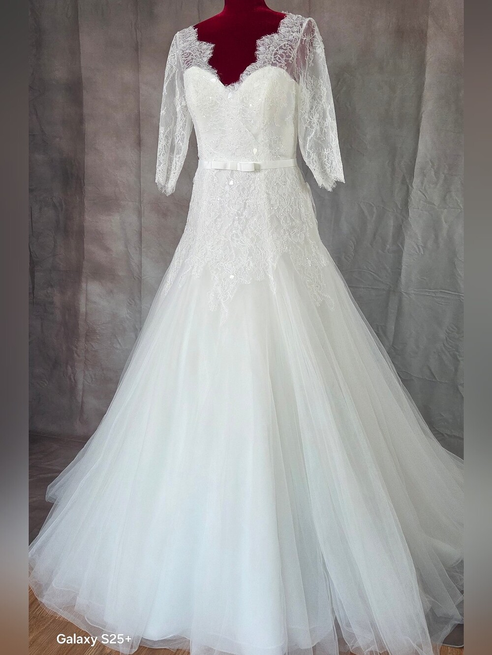 San Patrick!   Size 12,White Lace A-Line Bridal Gown.